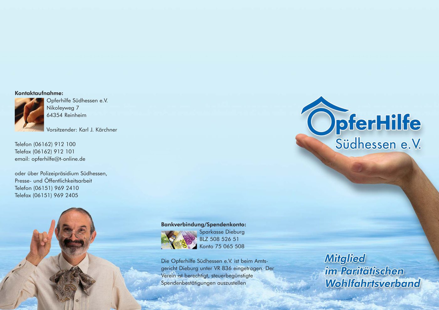 Opferhilfe Flyer 6-Seiter Wickelfalz – Außenseite