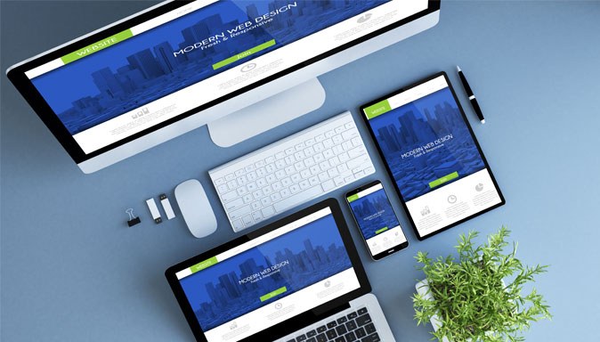 Responsive Landingpage-Design auf Desktop, Tablet und Smartphone